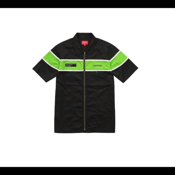 Supreme S/S Zip Up Work Shirt NWT Black ss17 - Picture 1 of 6